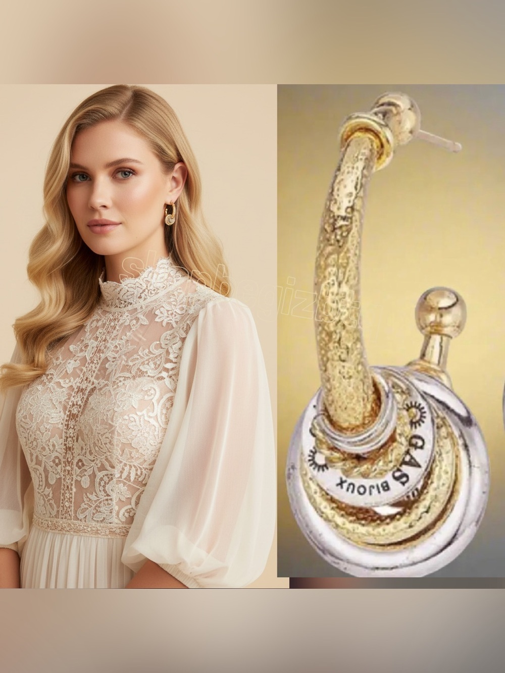 Gas Bijoux Authentic Maranzana Two-Tone Gold And Silver Small Hoop Earrings NWT